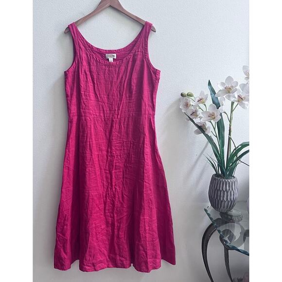 TALBOTS Red 100% Linen A-Line Sleeveless Boho Midi Dress Plus Size 16 - Picture 1 of 8